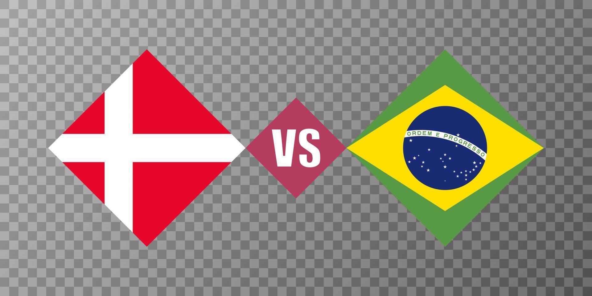 Danmark mot Brasilien flagga begrepp. vektor illustration.