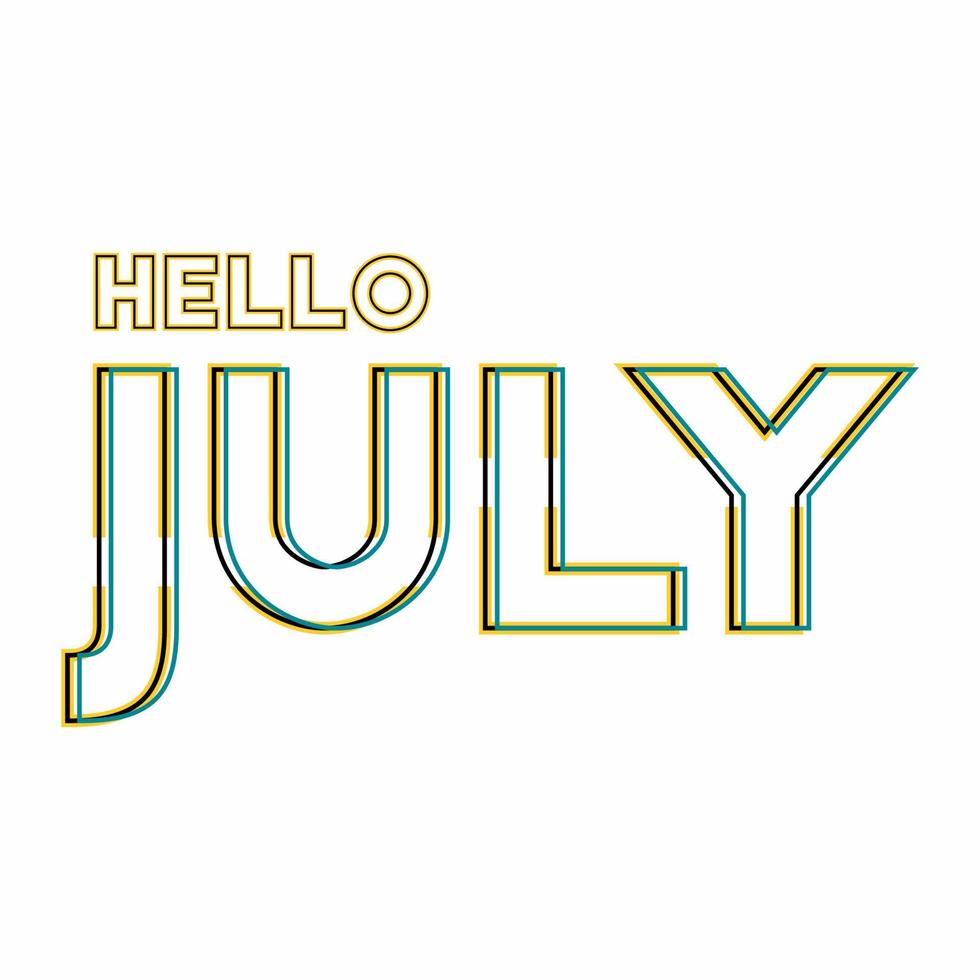 vektordesign für gruß hallo juli vektor