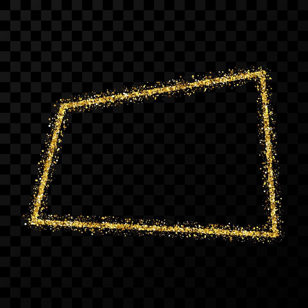guld glitter ram. rektangel ram med skinande gnistrar. vektor illustration
