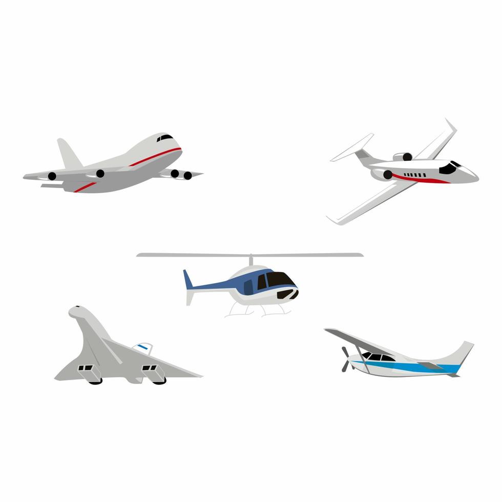 Vektordesign verschiedener Flugzeugtypen vektor