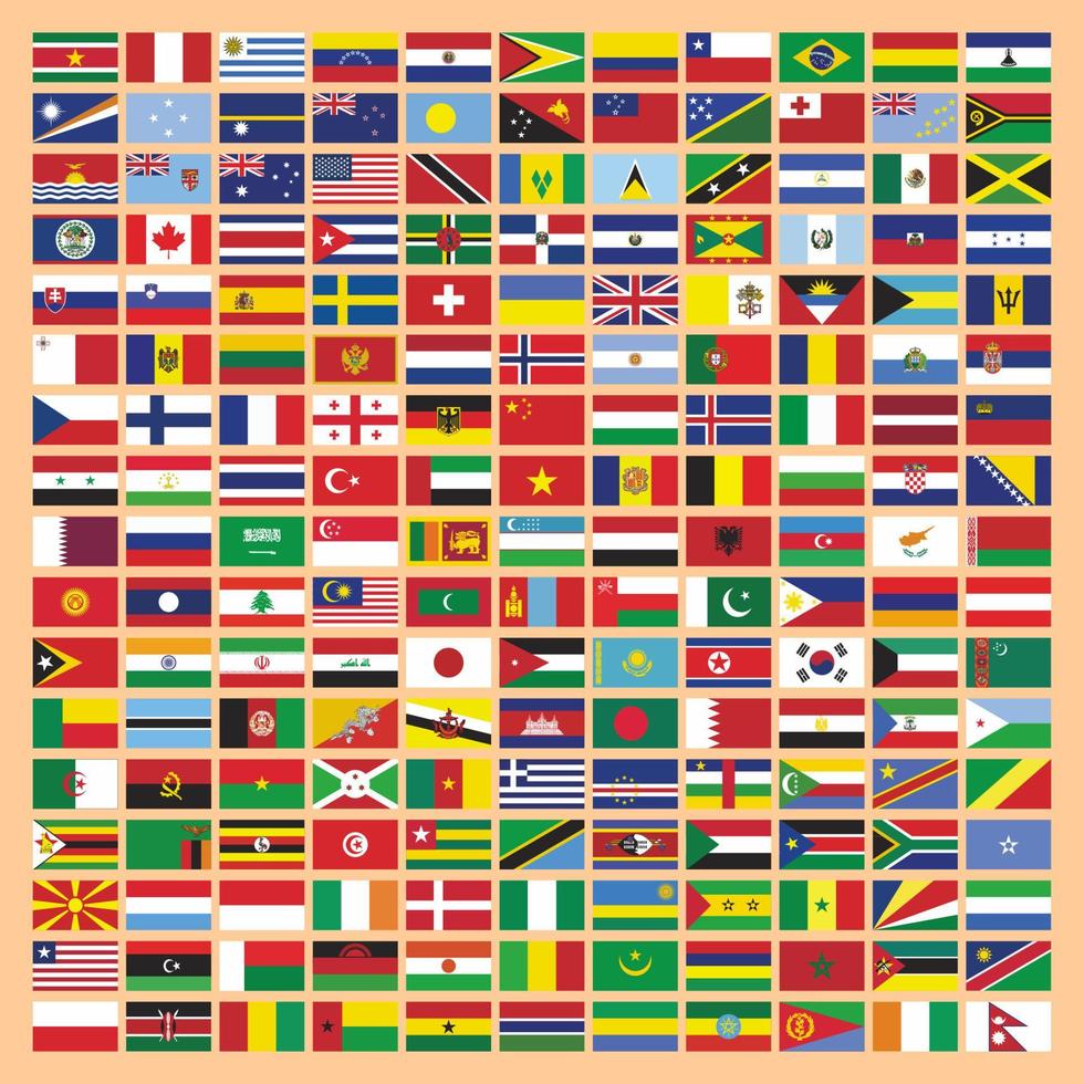 Vektor-Set von Flaggen verschiedener Länder vektor