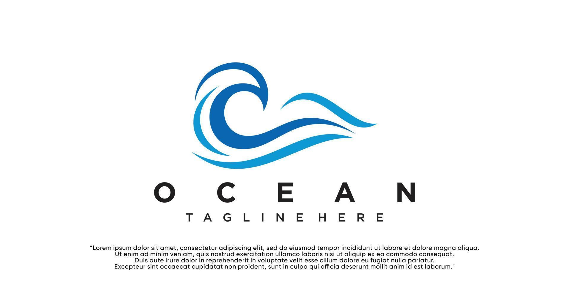 moderne Ozean-Logo-Vorlage, einfache Wasserillustration für Business-Premium-Vektor vektor