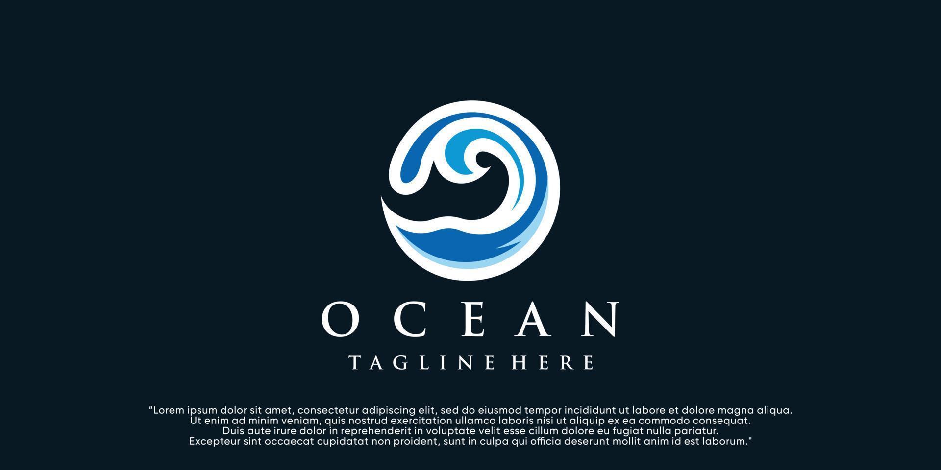 moderne Ozean-Logo-Vorlage, einfache Wasserillustration für Business-Premium-Vektor vektor