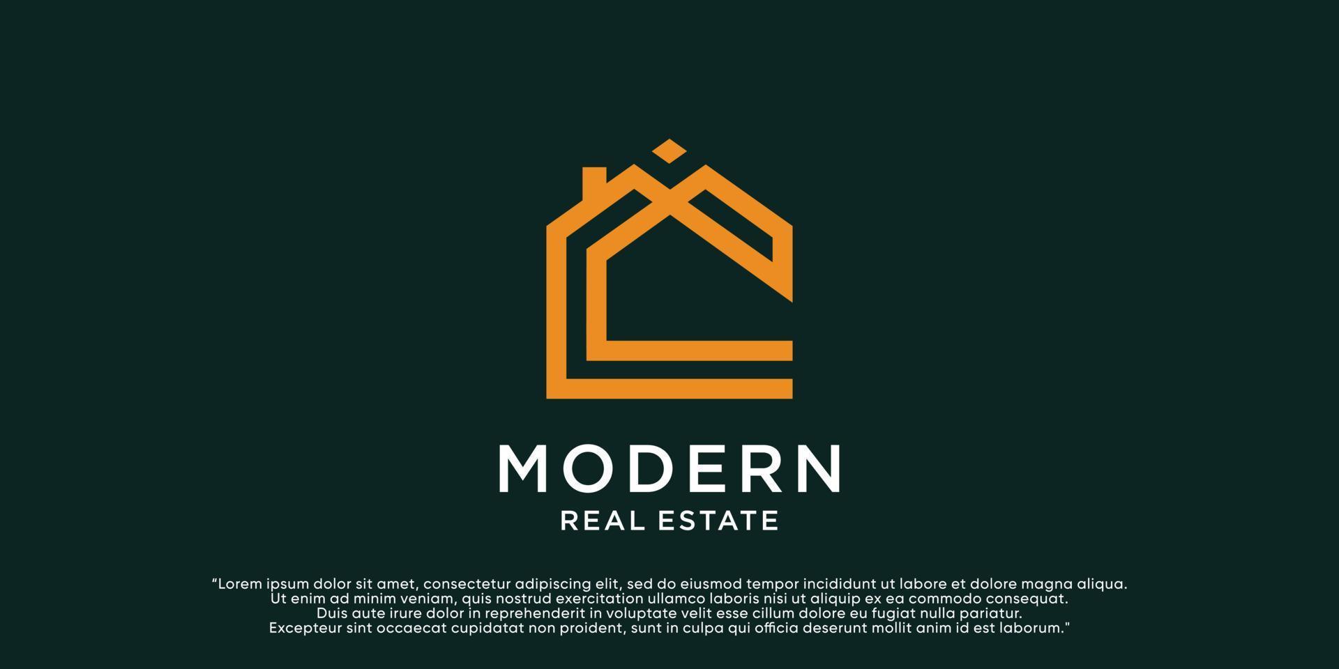 Moderne Immobilien-Logo-Designvorlage mit Haussymbol und kreativem Konzept-Premium-Vektor vektor