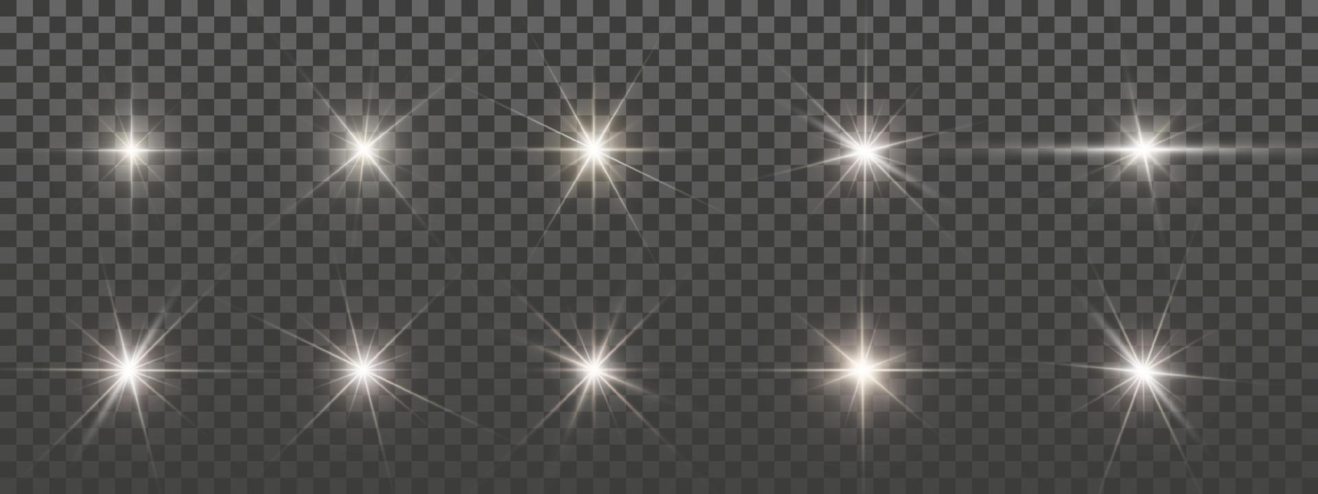 Reihe von Funken. leuchtende Sterne. Lens Flares und Sparkles-Vorlage. Vektor-Illustration vektor