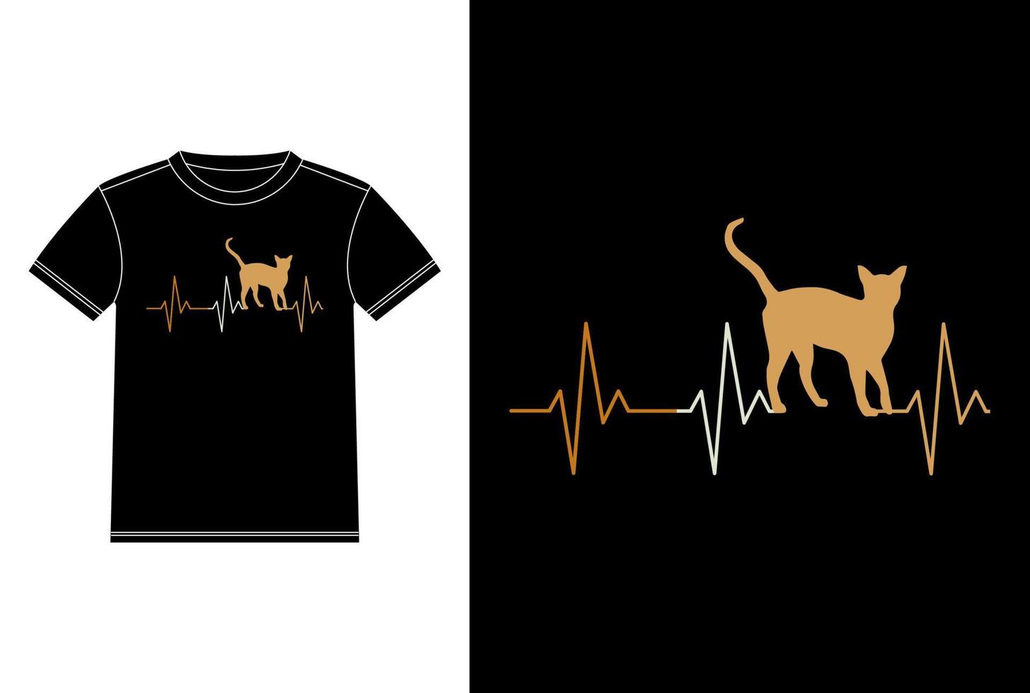 Abessinierkatze Herzschlaglinie T-Shirt Designvorlage, Abessinier an Bord, Autofensteraufkleber vektor