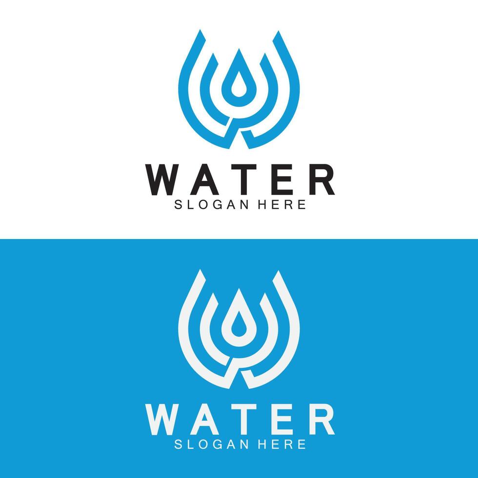 Anfangsbuchstabe w Tropfen Wasser Mineralwasser flüssiges Öl blau modernes Logo-Design vektor