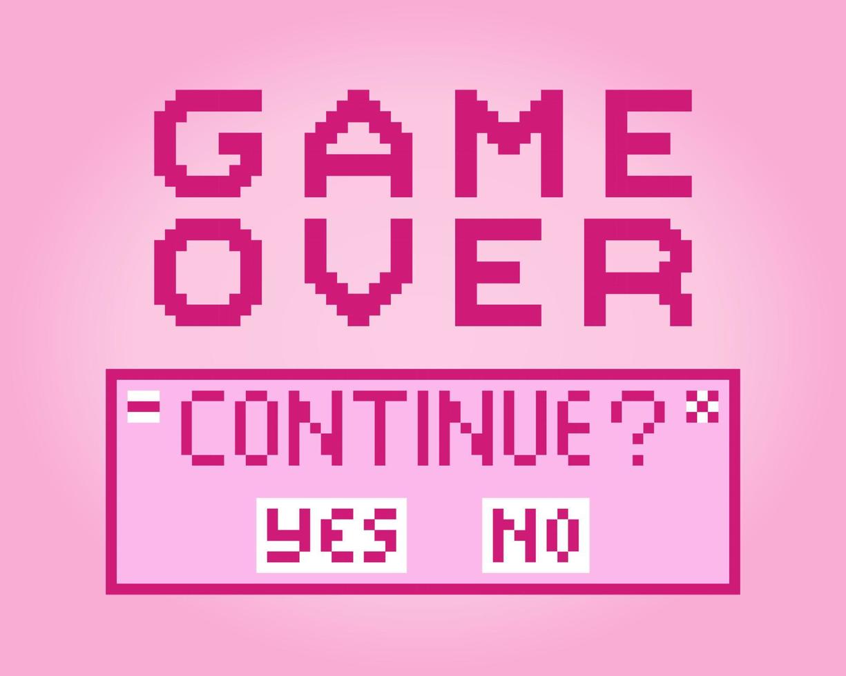 8-bitars pixeltext, game over. bakgrundsikon för speltillgångar i vektorillustrationer. vektor