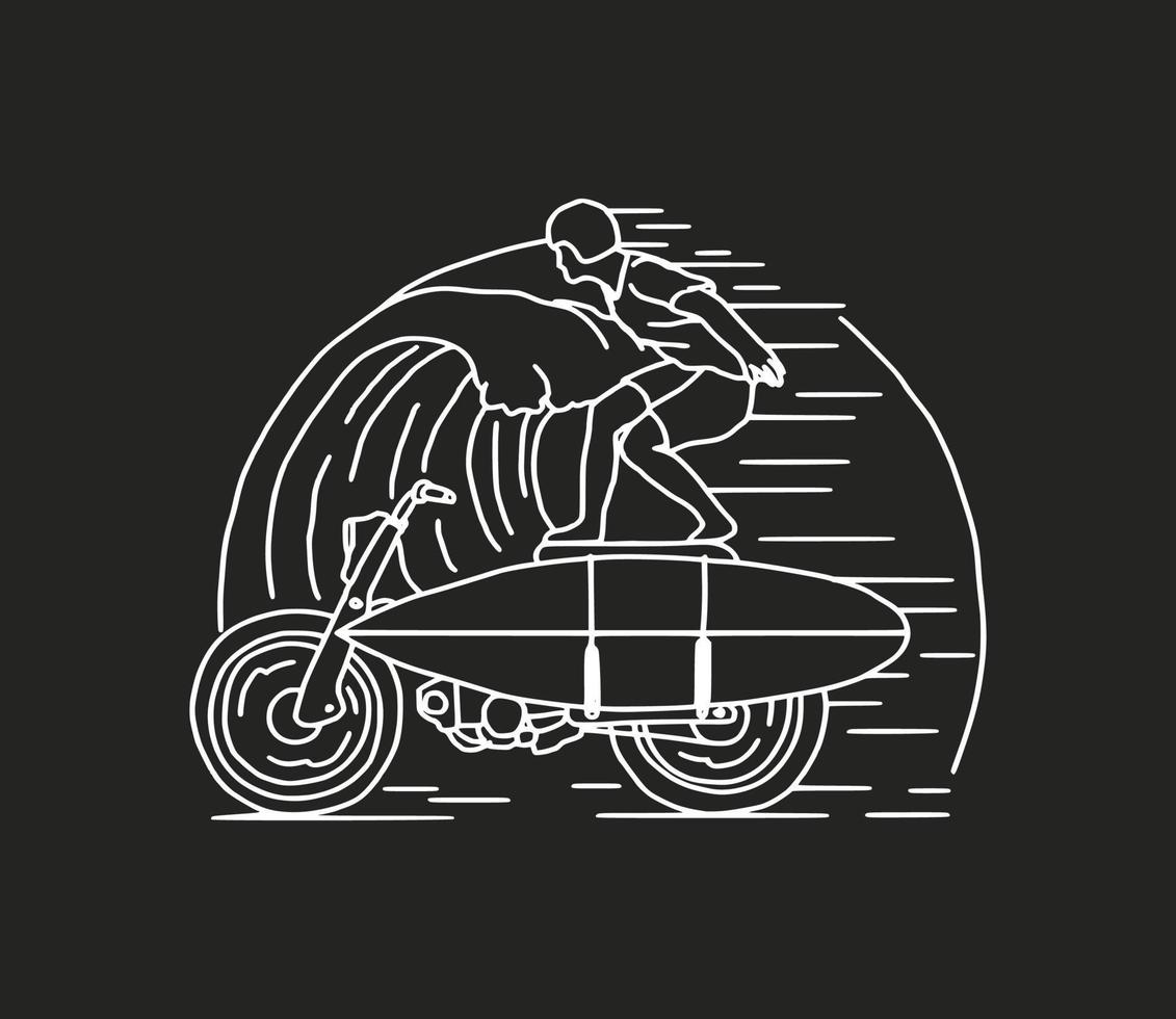 årgång motorcykel äventyr, cross klubb. hand dragen vektor illustration