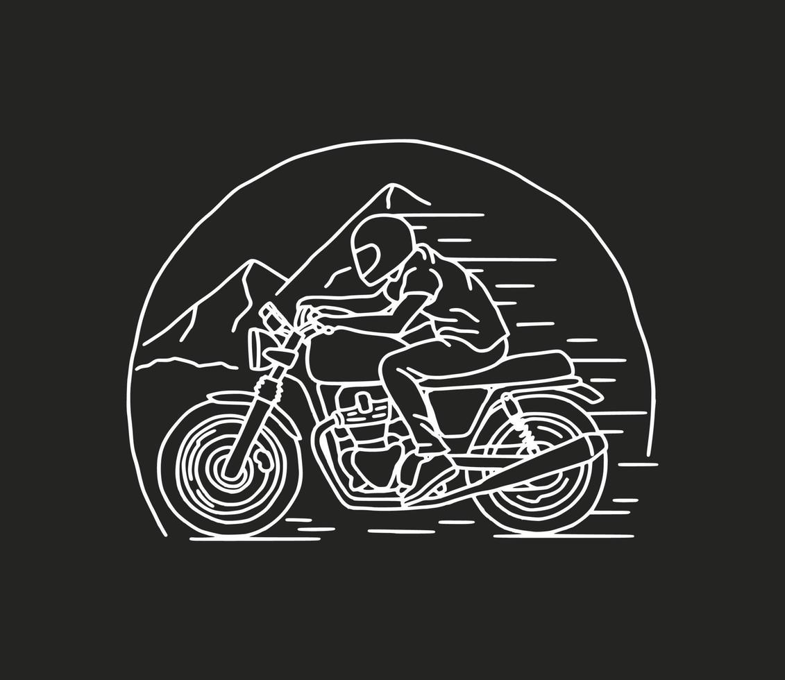 Oldtimer-Motorradabenteuer, Motocross-Club. hand gezeichnete vektorillustration vektor