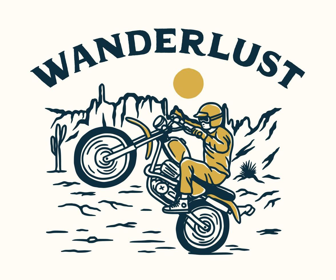 Oldtimer-Motorradabenteuer, Motocross-Club. hand gezeichnete vektorillustration vektor