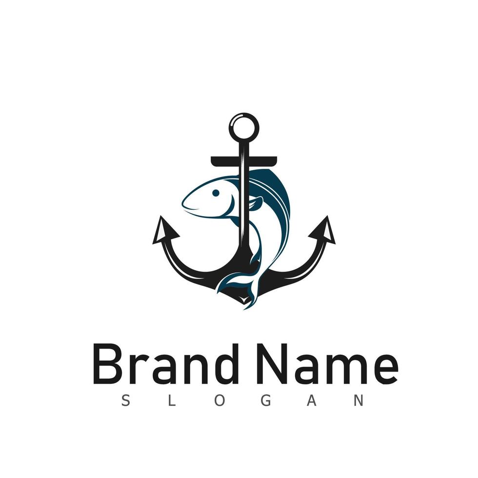 Fisch-Logo-Design-Emblem-Tier vektor