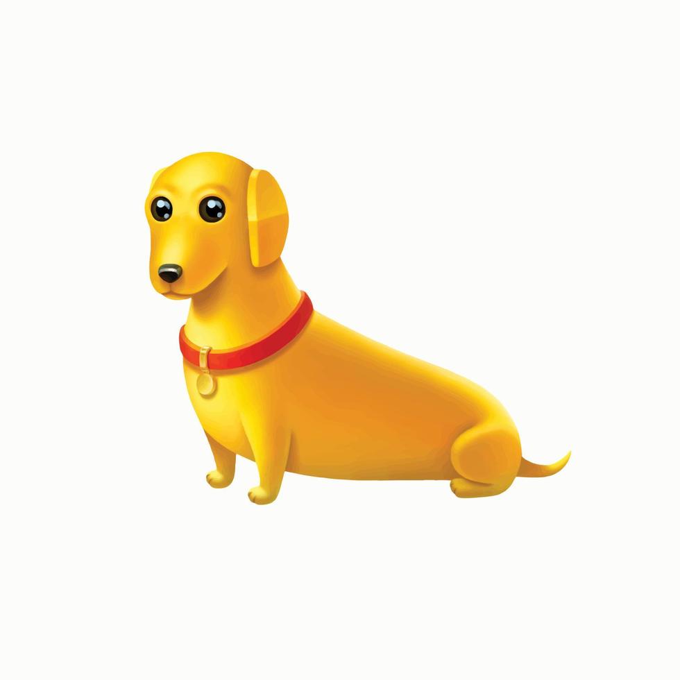gul hund med en röd krage på ljus blå bakgrund vektor