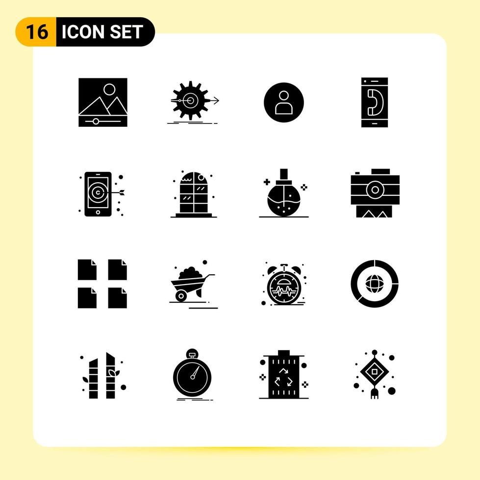 universell ikon symboler grupp av 16 modern fast glyfer av digital konversation man Kontakt ring upp redigerbar vektor design element