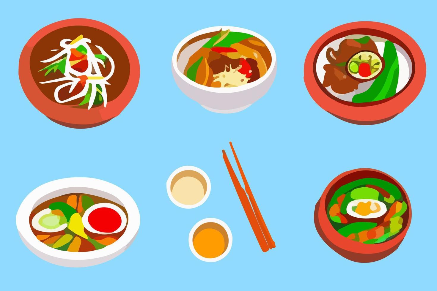 asiatisk livsmedel vektor uppsättning