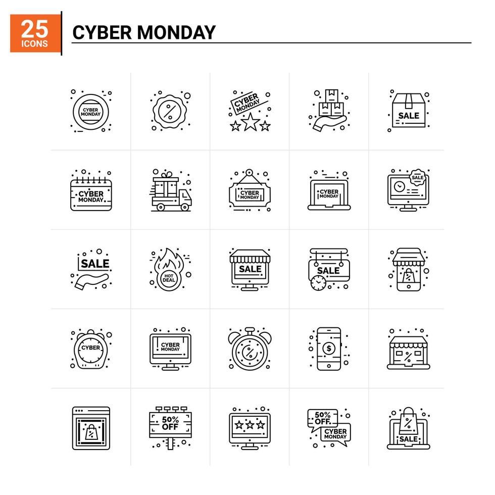 25 Cyber Monday Icon Set Vektorhintergrund vektor