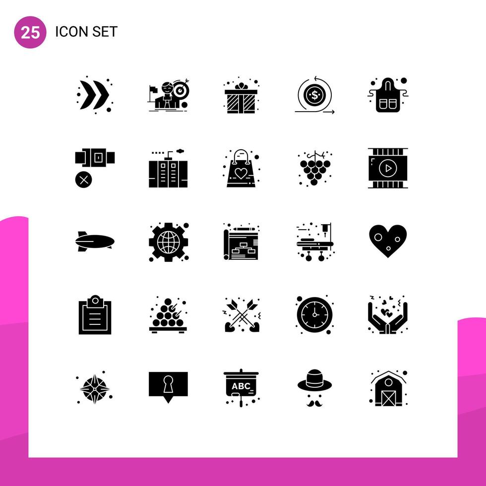 uppsättning av 25 modern ui ikoner symboler tecken för lämna tillbaka modern Framgång investering kärlek redigerbar vektor design element