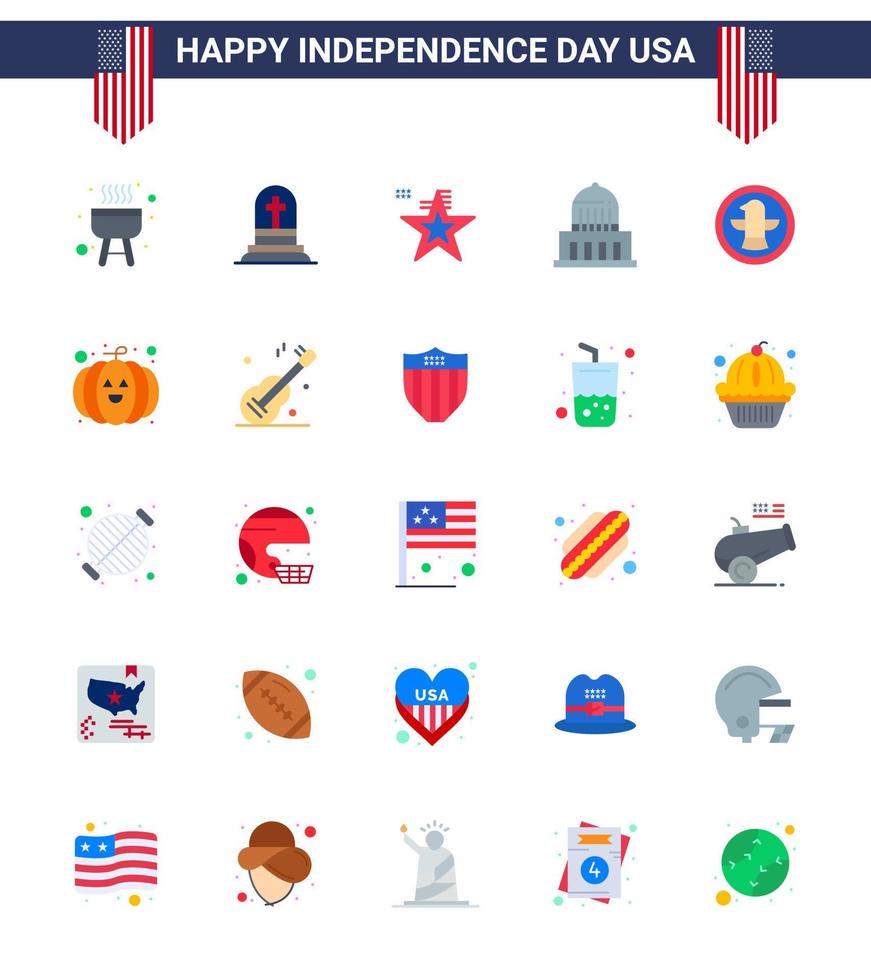 25 platt tecken för USA oberoende dag firande amerikan amerikan USA stad redigerbar USA dag vektor design element