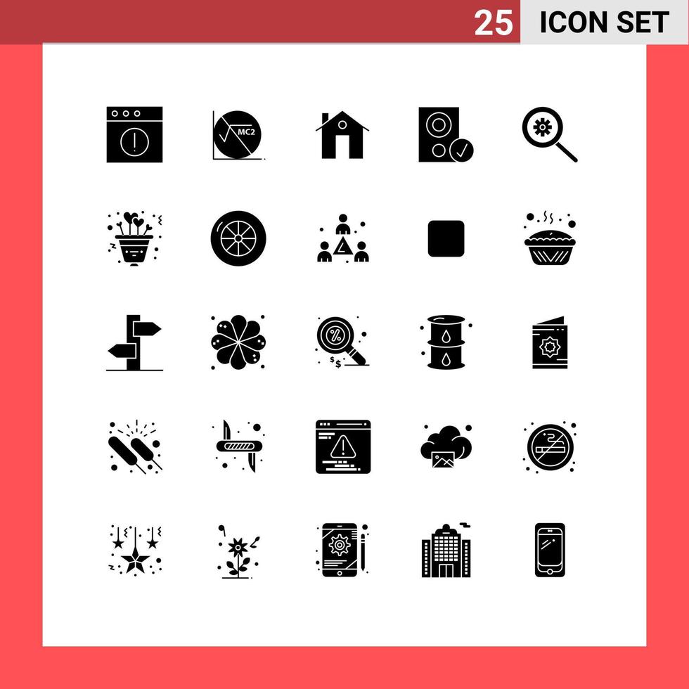 25 användare gränssnitt fast glyf packa av modern tecken och symboler av kontrollera hårdvara lägenhet grej datorer redigerbar vektor design element