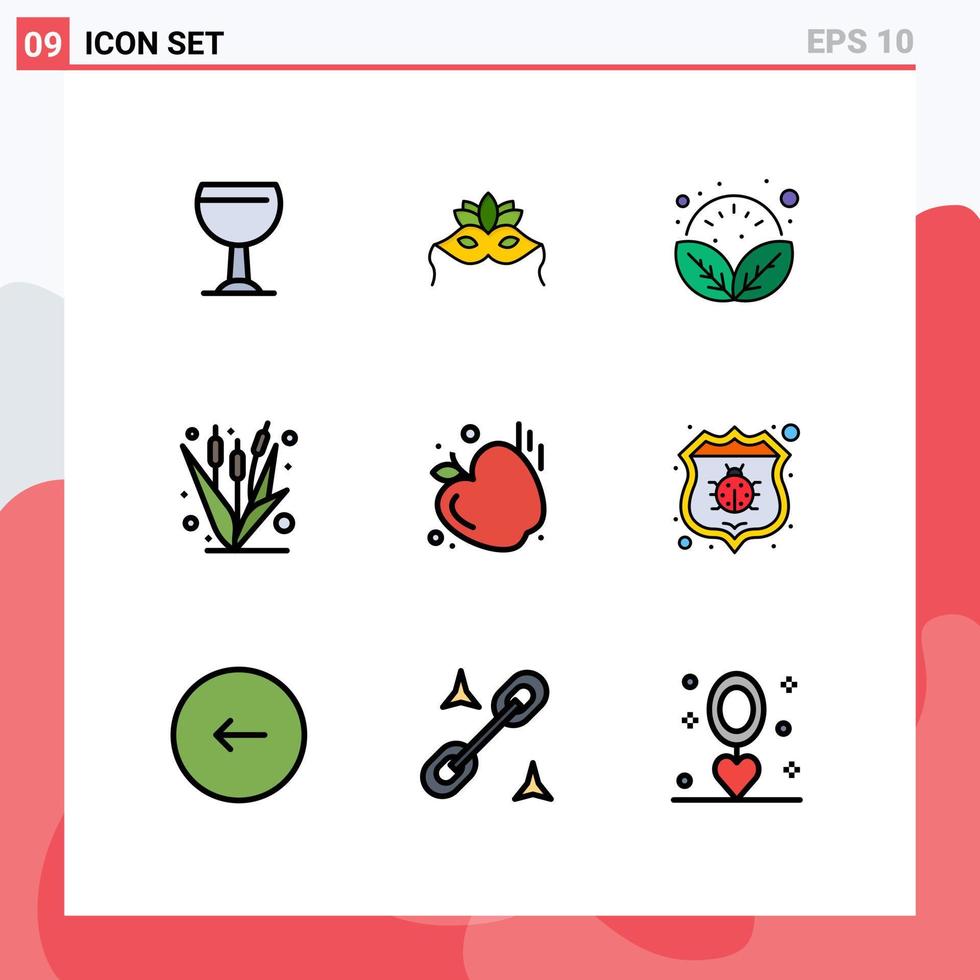 9 universelle Fillline-Flachfarben für Web- und mobile Anwendungen Lebensmittel Mais Pflanzenbau Ernte editierbare Vektordesign-Elemente vektor
