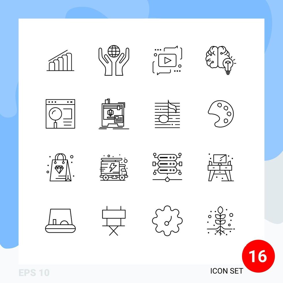 16 kreativ ikoner modern tecken och symboler av browser sinne chatt hjärna aning redigerbar vektor design element