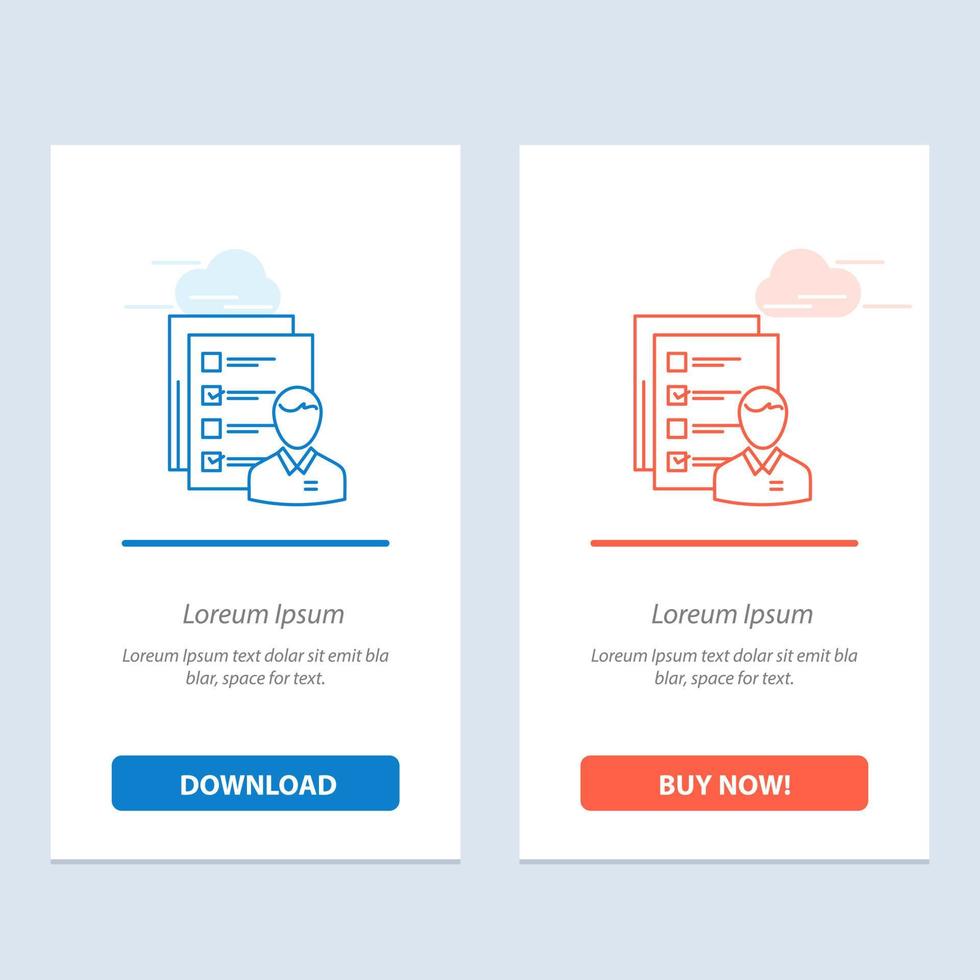 profil förmågor företag anställd jobb man återuppta Kompetens blå och röd ladda ner och köpa nu webb widget kort mall vektor