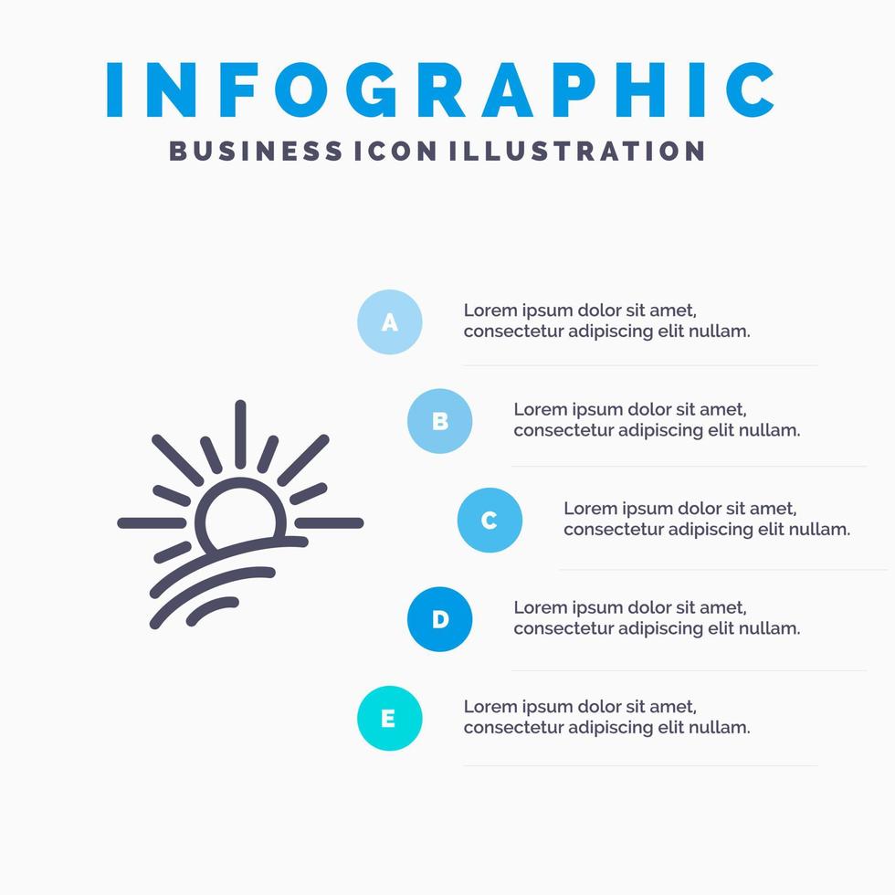 ljusstyrka ljus Sol vår linje ikon med 5 steg presentation infographics bakgrund vektor