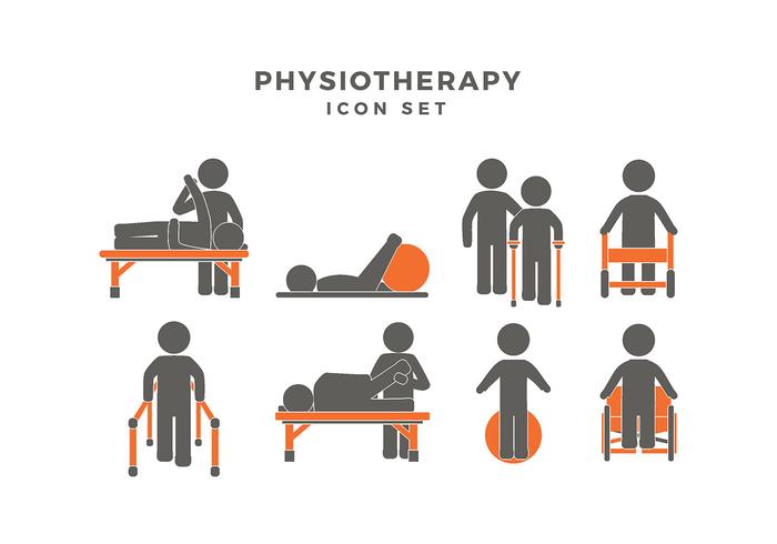 Physiotherapie Icon Set Freier Vektor