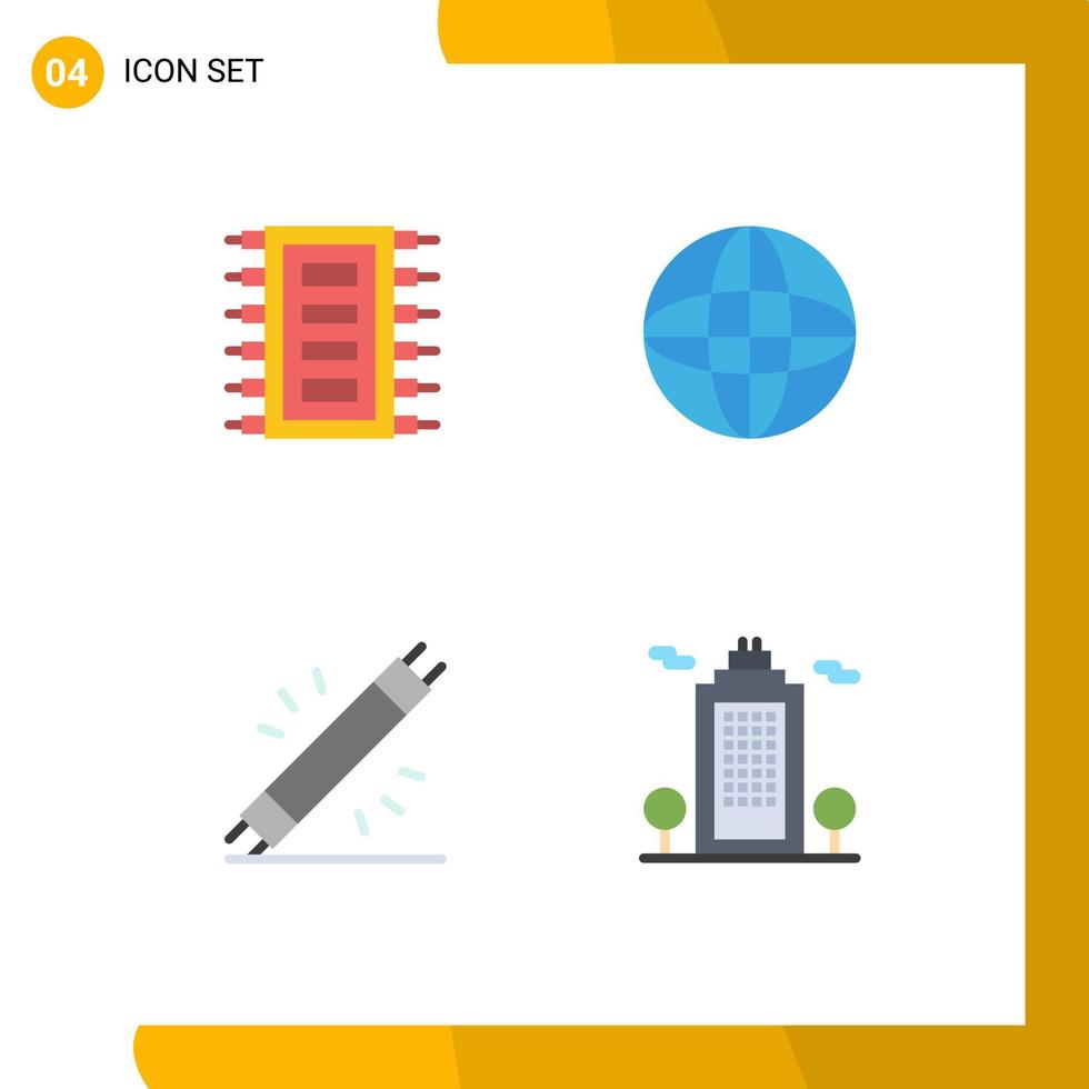 Satz von 4 kommerziellen flachen Symbolen für bearbeitbare Vektordesign-Elemente für technische elektrische Computer-Webgeräte vektor