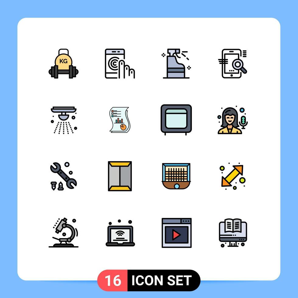 satz von 16 modernen ui-symbolen symbole zeichen für seo mobile smartphone suche waschmittel editierbare kreative vektordesignelemente vektor