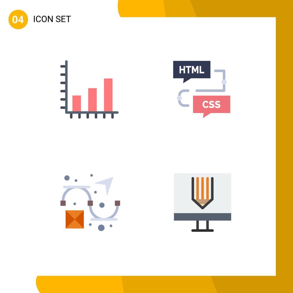 redigerbar vektor linje packa av 4 enkel platt ikoner av analys kreativ Graf utveckling design redigerbar vektor design element