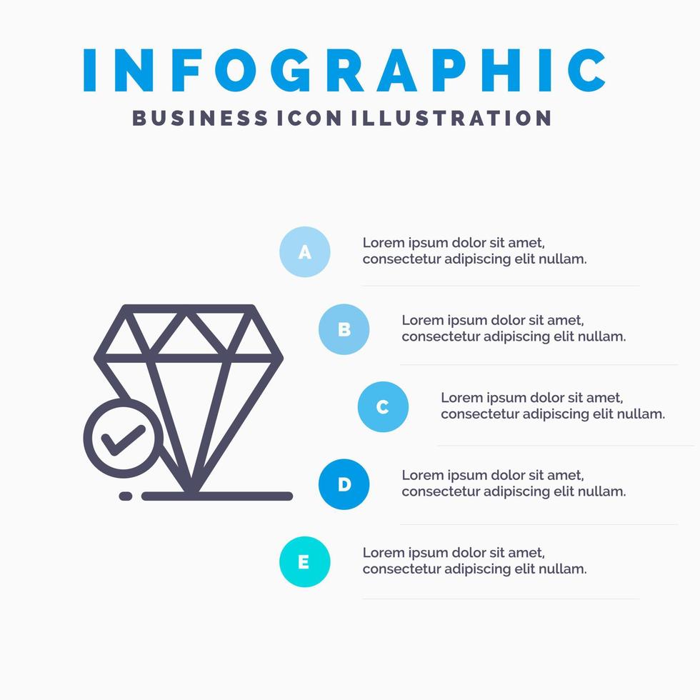 diamant juvel stor tror krita linje ikon med 5 steg presentation infographics bakgrund vektor