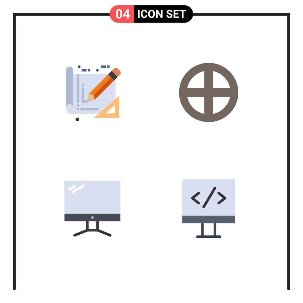 grupp av 4 modern platt ikoner uppsättning för verktyg dator konstruktion hushåll enhet redigerbar vektor design element