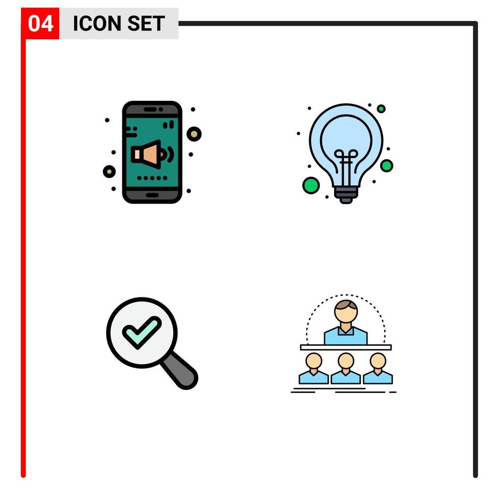 uppsättning av 4 modern ui ikoner symboler tecken för app hitta volym lampa se redigerbar vektor design element