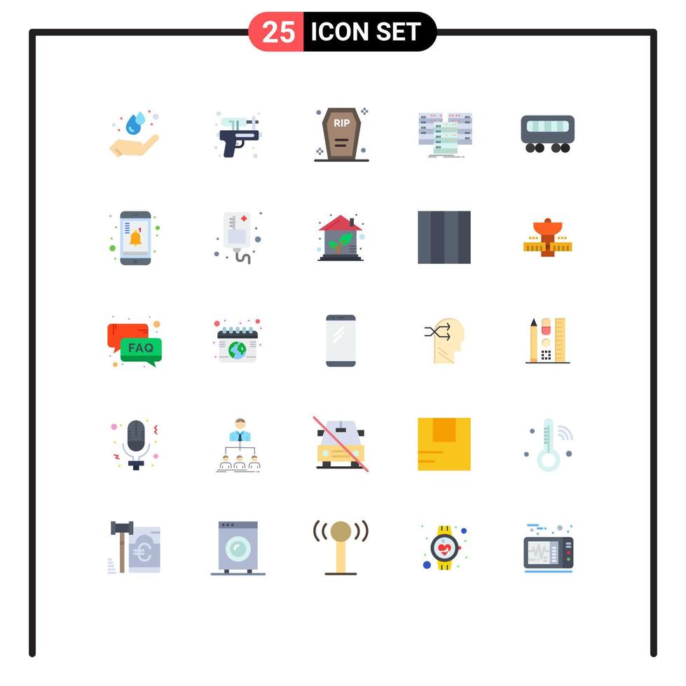 25 tematiska vektor platt färger och redigerbar symboler av server data skrin Centrum halloween redigerbar vektor design element
