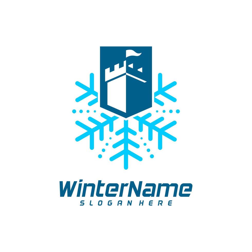 vinter- slott logotyp mall, slott vinter- logotyp design vektor