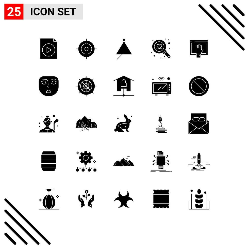 fast glyf packa av 25 universell symboler av internet innehåll musik tillgång kärlek redigerbar vektor design element