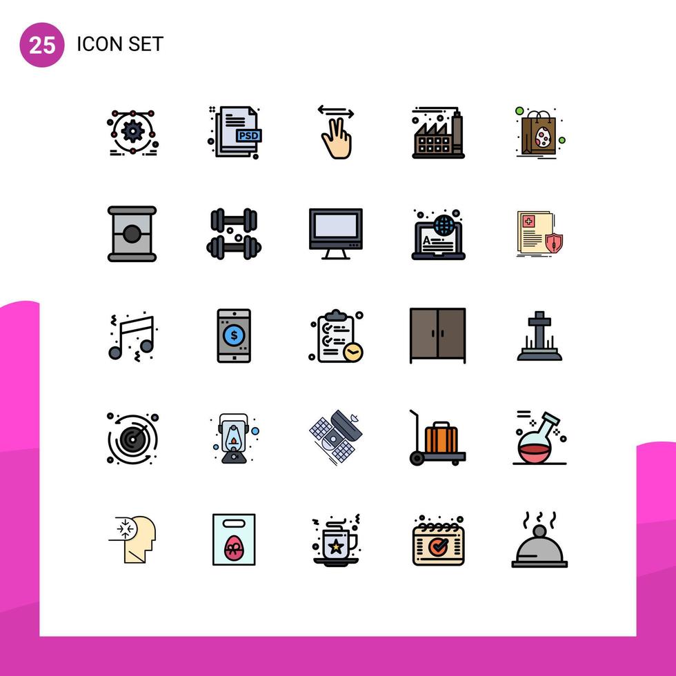 25 universell fylld linje platt Färg tecken symboler av ägg väska gester ekonomi digital redigerbar vektor design element