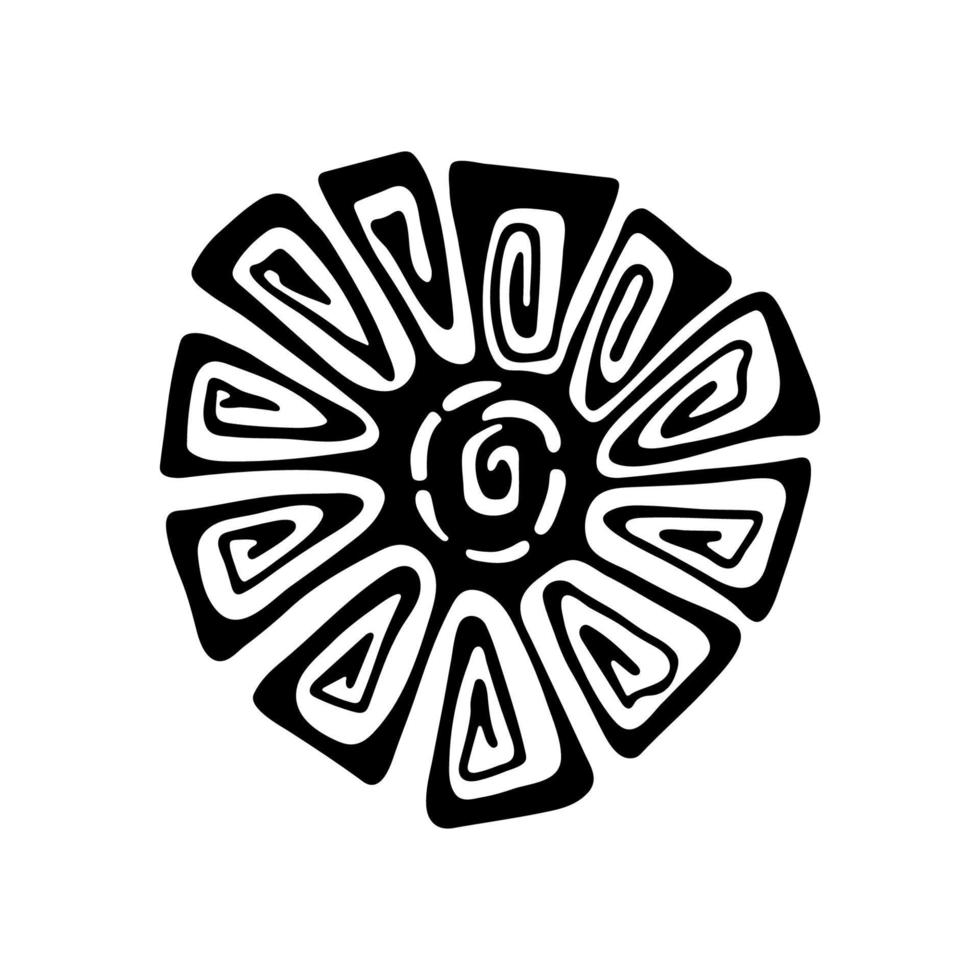översikt blomma. svart hand dragen klotter skiss. svart vektor illustration isolerat på vit. linje konst tatuering