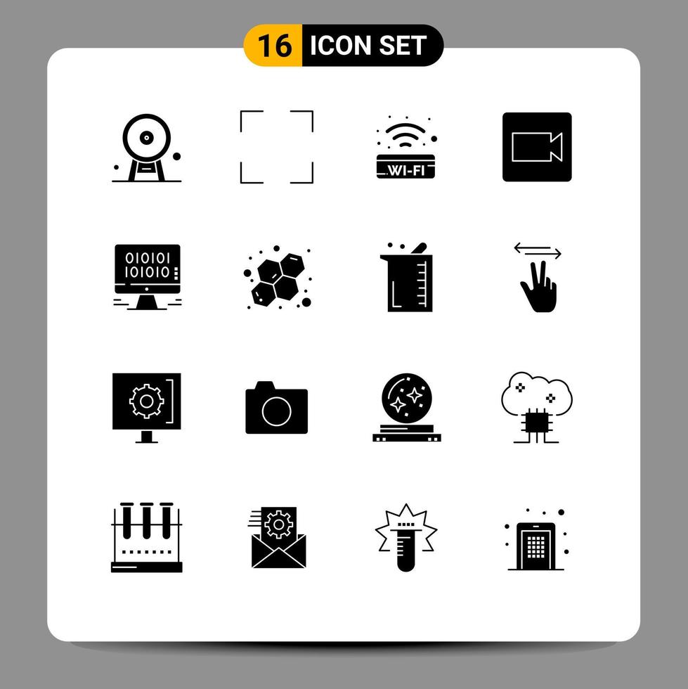 16 kreativ ikoner modern tecken och symboler av förvaltning data offentlig tecken video kamera redigerbar vektor design element