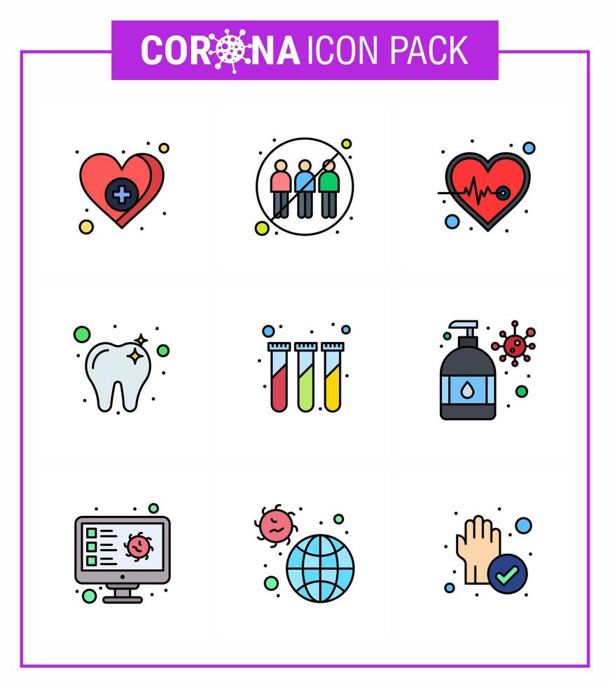 coronavirus 2019-nCoV covid19 förebyggande ikon uppsättning labb tand överföra dental hälsa vård viral coronavirus 2019 nov sjukdom vektor design element