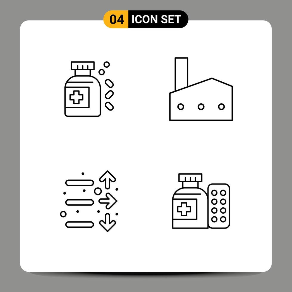 stock vektor ikon packa av 4 linje tecken och symboler för flaska ekonomi fabrik industri stock redigerbar vektor design element