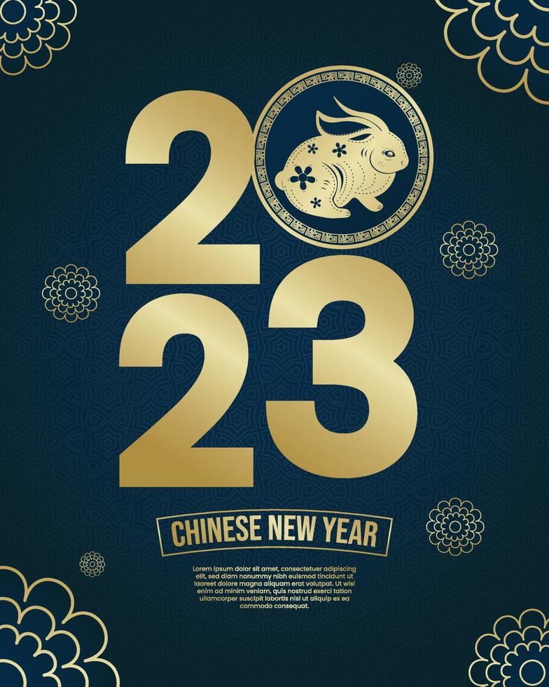 frohes chinesisches neujahr 2023, mit goldener abstrakter vorlage, banner, grußkarte. vektor