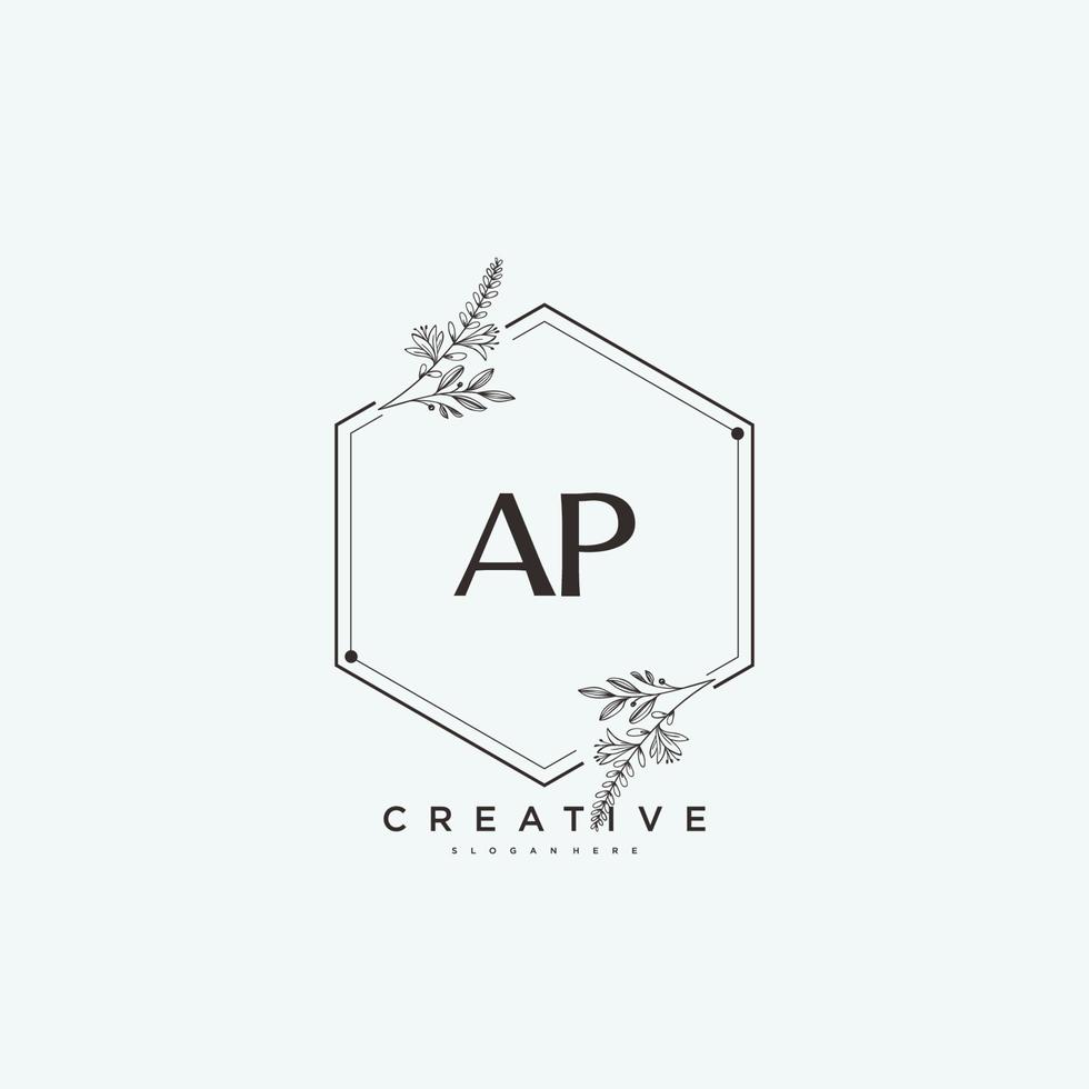 ap Beauty Vector Initial Logo Art, Handschrift Logo der Erstunterschrift, Hochzeit, Mode, Schmuck, Boutique, Blumen und Pflanzen mit kreativer Vorlage für jedes Unternehmen oder Geschäft.