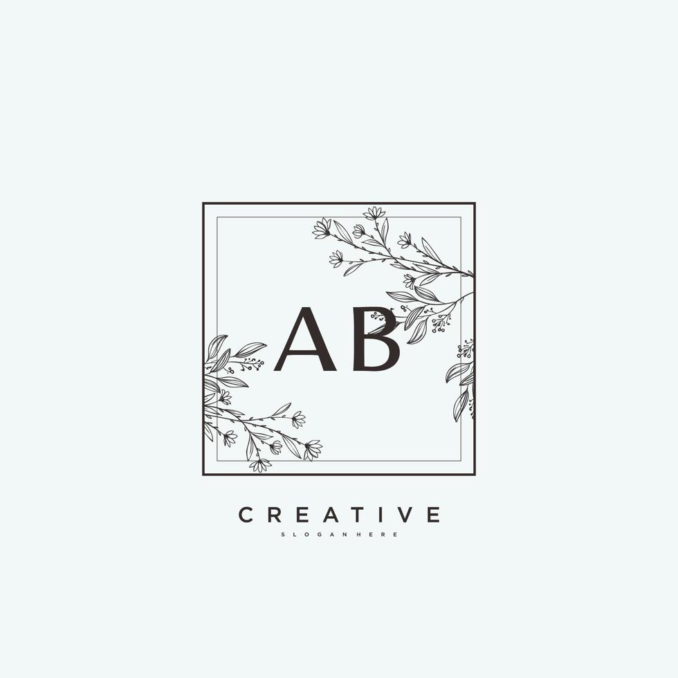 ab Beauty-Vektor-Anfangslogo-Kunst, Handschrift-Logo der Anfangsunterschrift, Hochzeit, Mode, Schmuck, Boutique, Blumen und Pflanzen mit kreativer Vorlage für jedes Unternehmen oder Geschäft. vektor