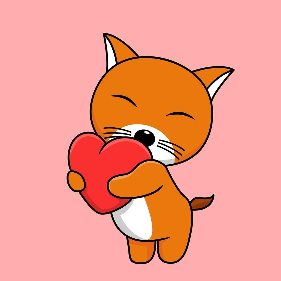 söt orange katt karaktär premie vektor illustration