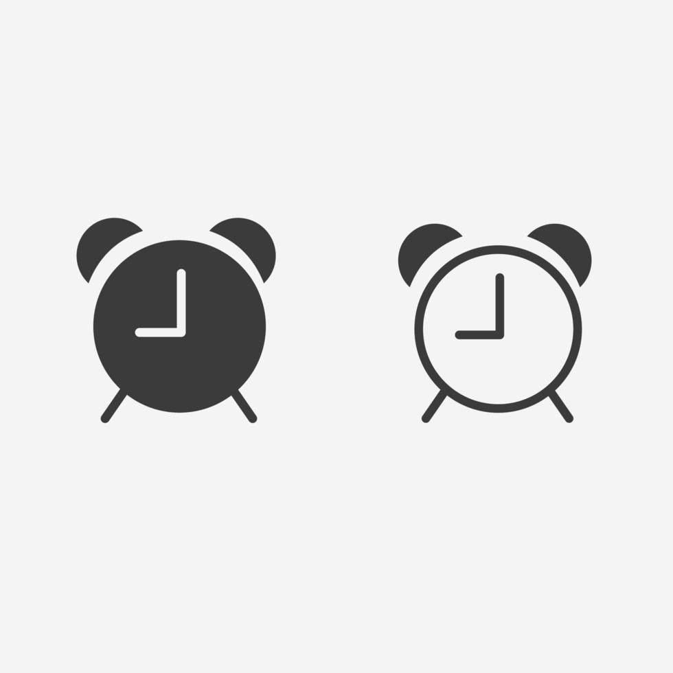Wecker, Uhr, Stunde, Zeit, Uhr, Timer-Symbol Vektor-Set Symbolzeichen vektor