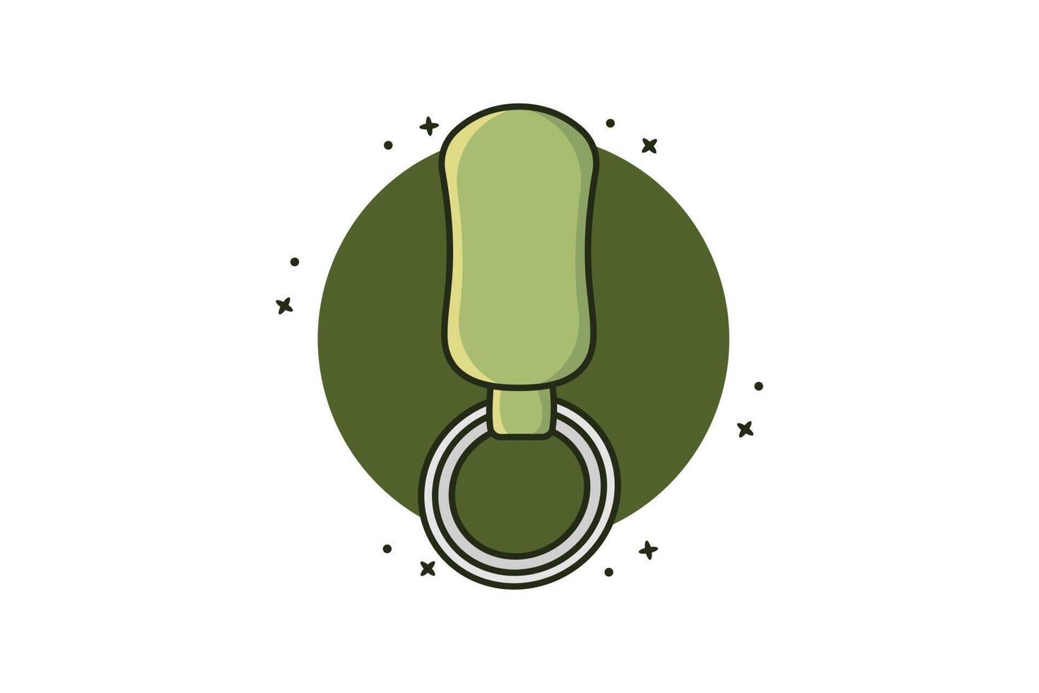 läder Nyckelring med ringa för nyckel vektor illustration. grön Färg tom Nyckelring ikon begrepp. Tillbehör eller souvenir prydnadssaker för Hem, bil eller kontor.