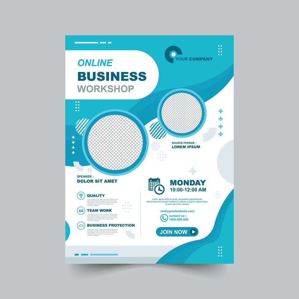 Business-Workshop-Poster mit flachem Farbkonzept vektor