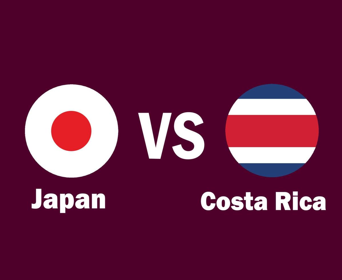 japan och costa rica flagga med namn symbol design norr Amerika och Asien fotboll slutlig vektor norr amerikan och asiatisk länder fotboll lag illustration